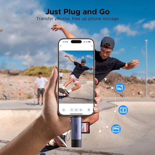 Vista 3 de UGREEN Lector de Tarjetas SD USB C, Lector de Tarjetas Micro SD USB 3.0 2 en 1 Lector de Tarjetas de Memoria para MicroSD SDHC SDXC Compatible