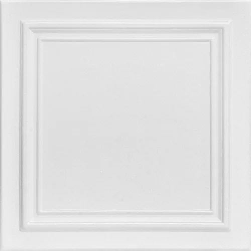 À LA MAISON CEILINGS R24 Line Art Azulejo de Techo de Espuma con Adhesivo (21.6 pies cuadrados/Caja), Paquete de 8, Blanco Liso