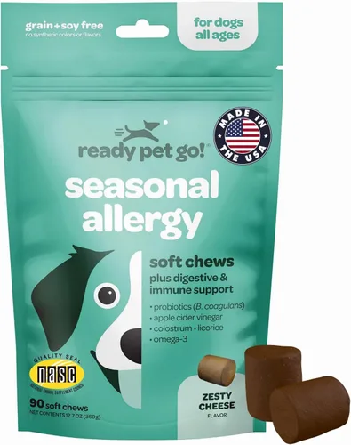 Vista 20 de Masticables para Alergias de Perros con Probióticos Masticables para Alergias Estacionales para Perros con Aceite de Salmón Salvaje de Alaska