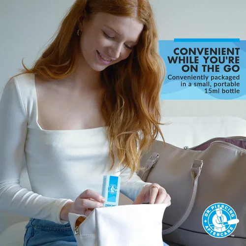 Vista 2 de Dr. Piercing Aftercare Toallitas y protuberancias – Cuidado posterior de piercings Solución salina para piercings – Queloid Bump Ear Piercing