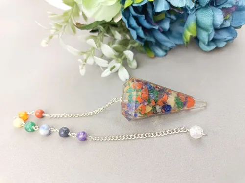 Vista 4 de Jet - Nuevo folleto grueso de péndulo de orgón Jet International Crystal Therapy 4 Healing Cadena de chakra de cristal de 2 pulgadas, energía