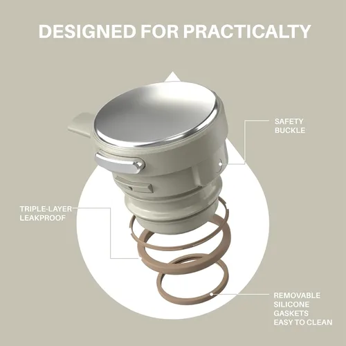 Vista 4 de IDEUS Jarra térmica de café de acero inoxidable de 68 onzas y dispensador de bebidas Airpot de 74 onzas