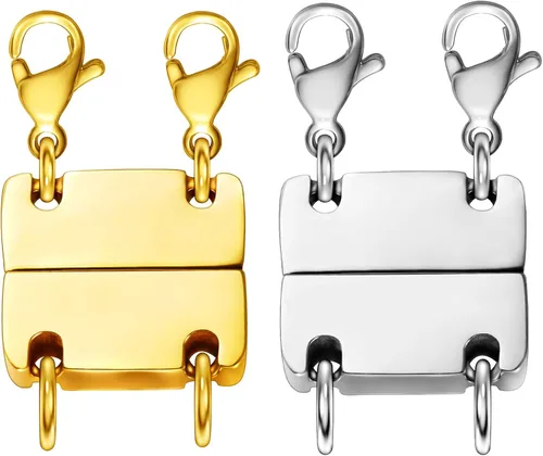 Vista 8 de Qulltk Cierre de capas de collar con cierre magnético para joyas, separador de oro y plata para collares y cadenas apilables