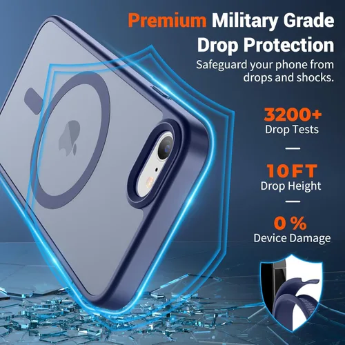 Vista 2019 de SUPFINE - Funda magnética para iPhone 13 Pro Max (compatible con MagSafe), (protección contra caídas de grado militar de 10 pies), delgada, Negro