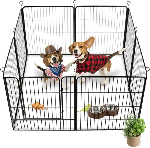 Corral para perros, 32 pulgadas de alto, 7 paneles y 1 puerta para mascotas