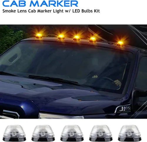 Vista 9 de 5 luces transparentes para techo con marcador de cabina 264143AM con 5 bombillas LED ámbar T10 compatibles con Ford E150 E250 E350 E450 F150 F250