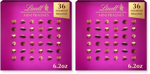 Vista 11 de Lindt Mini Pralines, Pralines de chocolate surtidas con relleno premium, dulces navideños, Caja de 36 unidades, 6.2 onzas