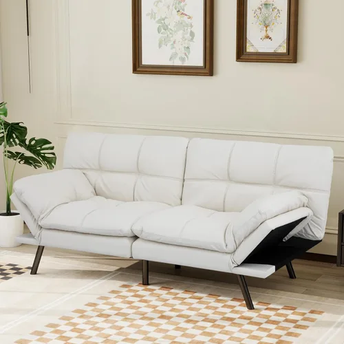 Vista 16 de Sofá cama de futón convertible, sofá futón de espuma viscoelástica, sofá cama tipo futón, sofá cama pequeño moderno con respaldo dividido para sala