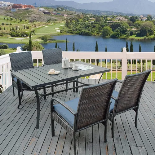 Vista 2 de Sillas de comedor de mimbre al aire libre, sillas de comedor de ratán para patio, silla de restaurante con cojines extraíbles, sillón para hoguera