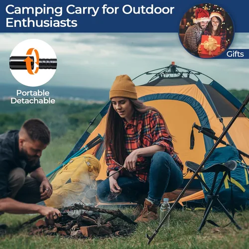 Vista 5 de Póquer de fuego para hoguera, póquer de chimenea de 32 pulgadas, póquer largo resistente para chimenea, camping, estufa de leña, uso en exteriores e