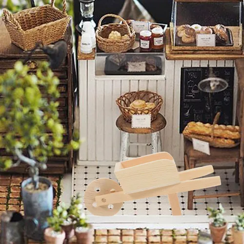 Vista 2 de ABOOFAN Carretilla de juguete 3 unids mini cochecito juguetes decoración mini mini mini carretillas miniatura s mini carro s muñecas casa madera