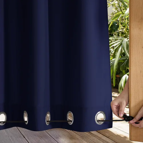 Vista 105 de NICETOWN - Cortinas opacas, impermeables, ojales resistentes al viento, pestaña trasera en la parte superior e inferior, bloqueo solar y cuerda