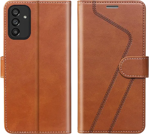 Vista 55 de Funda tipo cartera para Samsung Galaxy A13 5G, funda de cuero con tapa con bloqueo RFID, soporte para tarjetas de crédito, soporte magnético