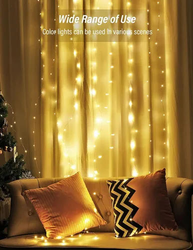 Vista 7 de Guirnalda de luces de hadas, 4 paquetes de luces LED, funciona con pilas, alambre de cobre impermeable con control remoto, luces de hadas