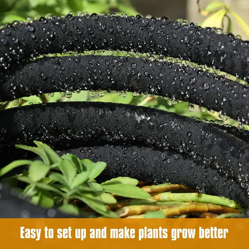 Vista 5 de Manguera de remojo de 50 pies para camas de jardín, interfaz de latón macizo para riego, ahorra un 70% de agua, goma resistente de 1/2 pulgada