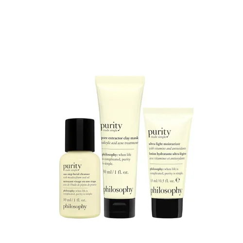 Vista 2 de philosophy Pureza hecha simple limpiar, purificar, hidratar mini set