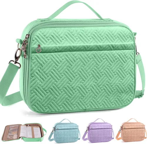 Vista 10 de Elegante funda para la Biblia de IMAGINING para mujer, funda para Biblia con asas y bolsas, gran regalo y protector de libros