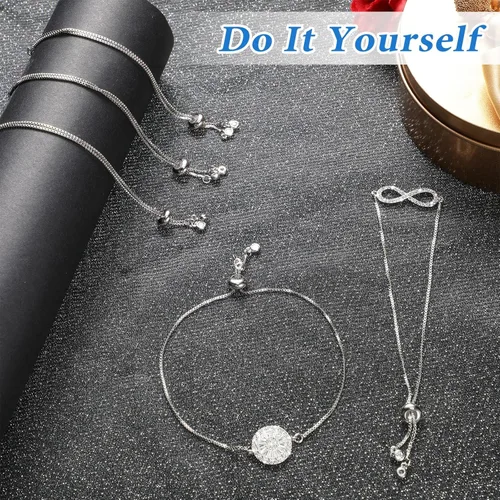 Vista 4 de Sureio 10 Piezas de Pulsera Deslizante Ajustable para Hacer Joyería, Cadenas de Pulsera para Joyería DIY, Cadenas Extensoras con Terminaciones