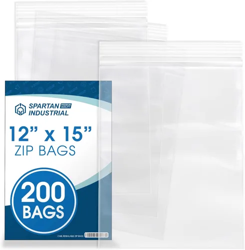 Vista 10 de Spartan Industrial - 9 x 12 pulgadas (200 unidades) Bolsas de polietileno transparentes con cierre reutilizables de 2 mil, con cierre de cremallera