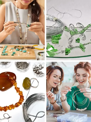 Vista 5 de Mandala Crafts Alambre de acero inoxidable de 7 hebras de cola de tigre – 32 pies calibre 18 de plata para hacer joyas