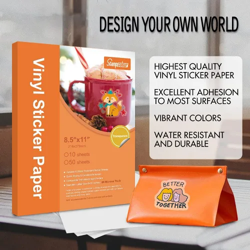 Vista 6 de Stampcolour Papel adhesivo de vinilo imprimible Cricut transparente sin impermeable papel adhesivo transparente de 30 hojas autoadhesivo se seca