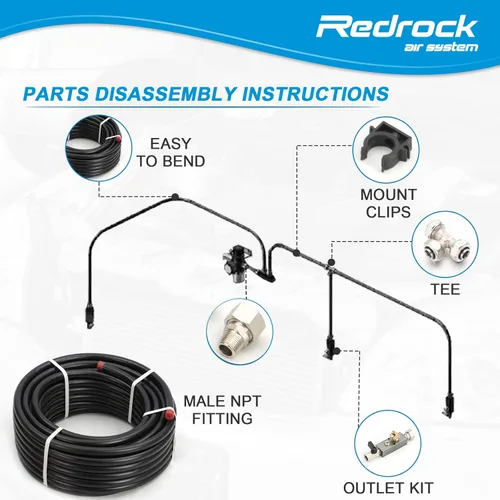 Vista 4 de Kit de Accesorios para Compresor de Aire 1/2" x 100 pies Sistema de Tuberías de Aire Comprimido de Aluminio HDPE Manguera Negra de Compresor de Aire