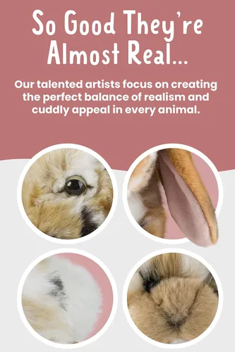 Vista 4 de Living Nature Brown Dutch Lop Eared Rabbit Stuffed Animal Fluffy Rabbit Animal Soft Toy for Kids 10 inches