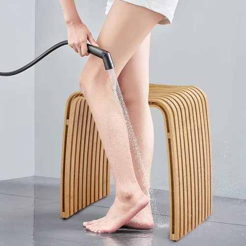 Vista 2 de Taburete de bambú para baño y comedor, banco de bambú, duradero y hermoso diseñado para baño, comedor, sala de estar y dormitorio