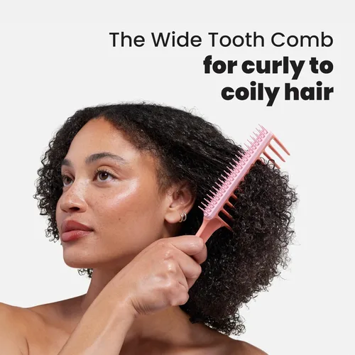 Vista 5 de Tangle Teezer Peine de dientes anchos, de doble cara para desenredar y menos roturas, para tipos de cabello rizado de 3C a 4C, Melocotón