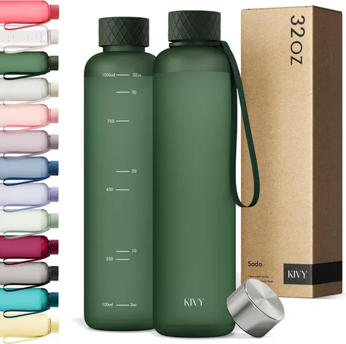 Vista 59 de KIVY Botella de agua delgada de 22 onzas [ligera e inastillable] – Botella de agua reutilizable de Tritan – Botella a prueba de fugas para mujeres