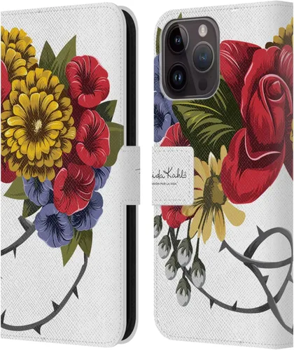 Vista 183 de Head Case Designs Funda con licencia oficial de Frida Kahlo Portrait Red Florals - Funda de piel tipo cartera compatible con Apple iPhone 14 Pro