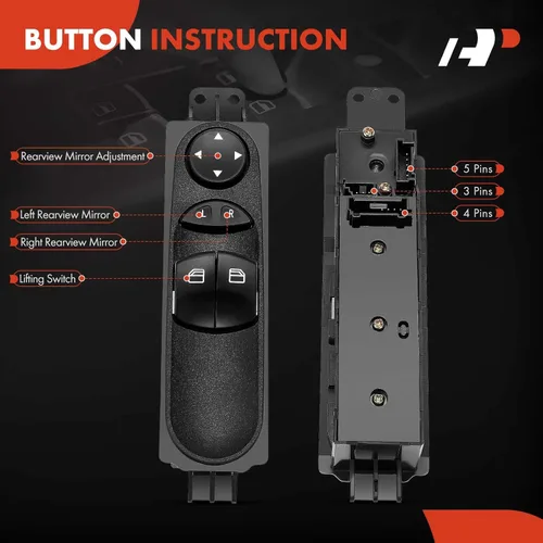 Vista 4 de A-Premium Master - Interruptor de ventana eléctrico compatible con Dodge Sprinter 2500/3500 2005-2009 y Mercedes-Benz Sprinter 2005-2012, lado