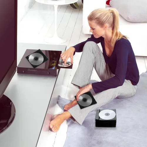 Vista 5 de Harloon 200 fundas de CD y DVD, sobres a granel de doble cara de repuesto de plástico para carpetas de almacenamiento en blanco, transparentes