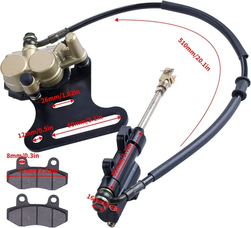 Vista 3 de 12mm rear disc hydraulic brake master cylinder caliper Compatible with 70cc 90cc 110cc 125cc 140cc 150cc SSR Baja apollo Taotao Coolster Roketa SDG