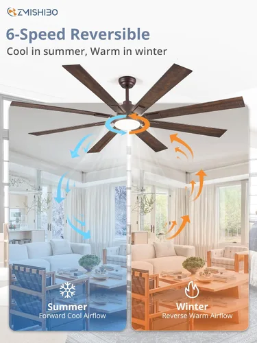 Vista 4 de ZMISHIBO Ventiladores de techo de 72 pulgadas de bronce aceitado, con luces y control remoto, para interiores/exteriores, ventilador de techo