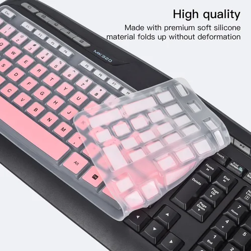 Vista 4 de Logitech MK320 MK320 MK330 MK335 - Funda de teclado de silicona impermeable para Logitech MK320 MK335, piel protectora Logitech MK320, color rosa