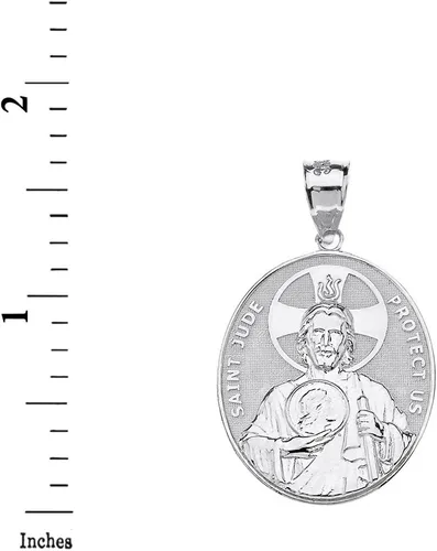 Vista 3 de Claddagh Gold Collar con colgante ovalado de plata de ley 925 de San Judas Tadeo Protect Us