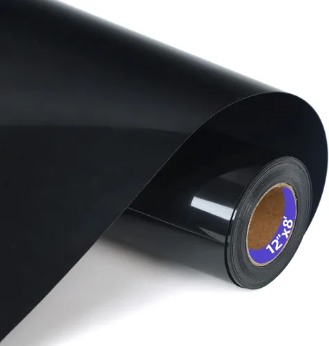Vista 7 de Rollos de vinilo termotransferible negro HTV de 30,5 cm por 1,5 metros, para planchar DIY para playera, fácil de cortar y retirar para diseños