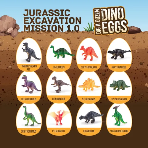 Vista 4 de Dan&Darci Dig a Dozen Dino Egg Kit para niños - Juguetes de dinosaurio, regalo de 3 a 12 años - 12 huevos y dinosaurios sorpresa - Rellenos