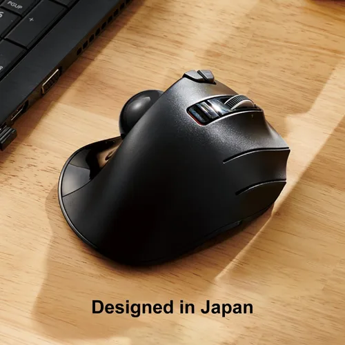 Vista 7 de ELECOM EX-G Ratón de Trackball, inalámbrico de 2.4 GHz, control de pulgar, diseño ergonómico esculpido, función de 6 botones con seguimiento suave
