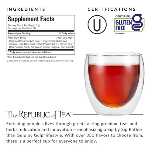 Vista 2 de The Republic of Tea - Get Burning - Té de hierbas para el metabolismo, 36 bolsas de té