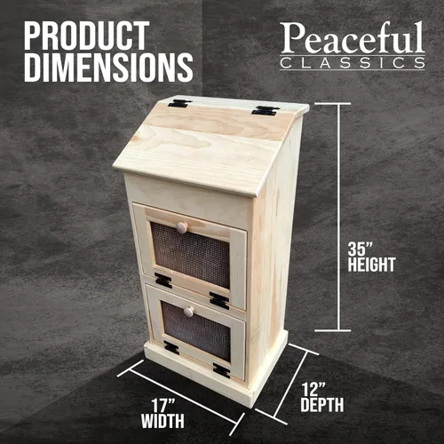 Vista 6 de Peaceful Classics Contenedores de almacenamiento de pan de madera, contenedor decorativo de almacenamiento de papas y cebollas, papelera de papa