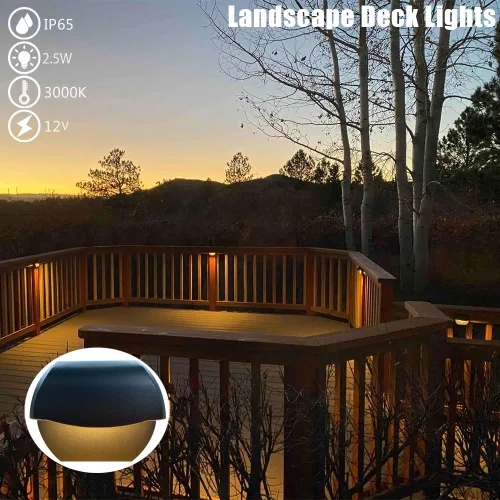 Vista 2 de Luces LED para Cubierta Exterior Iluminación de Paisaje de Bajo Voltaje 12V CA/CC Aluminio Fundido Luces de Poste de Patio Escalón Luces de Montaje