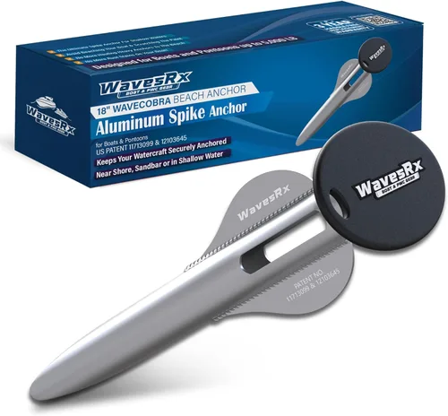 Vista 8 de WAVESRX Patented Aluminum Spike Beach Anchor Ultra-Light PWC, Jet Ski & Sand Anchor for Boat, Pontoon & Kayak Secure Anchoring Near Shore