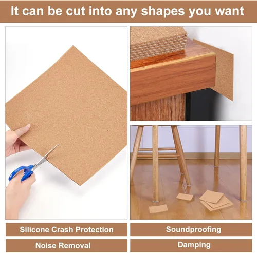 Vista 6 de BENECREAT Paquete de 8 hojas de corcho autoadhesivas de 0.079 in, azulejos de corcho de 12 x 12 pulgadas con parte trasera adhesiva para posavasos