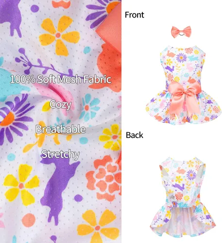 Vista 77 de CuteBone Vestido de malla para perro, vestido de Halloween para cachorros, traje de verano para mascotas, moda de verano para perros pequeños, ropa