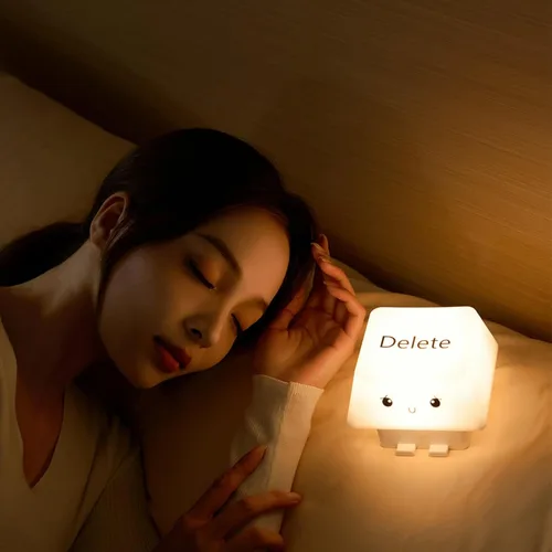 Vista 2 de Creative Deletes Keycap Lamp USB Rechargeable Moods Light with Adjustable Brightness Phone Holder for Bedroom Dorm