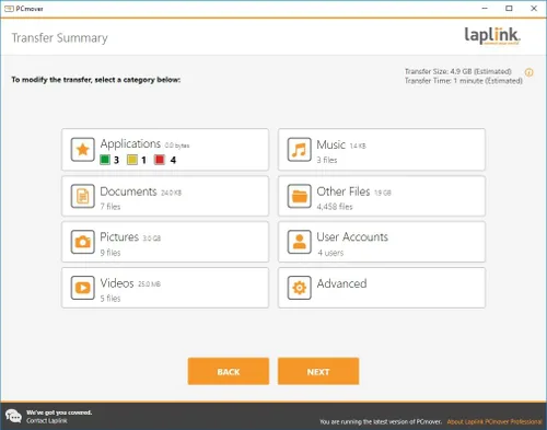 Vista 5 de Laplink PCmover Professional Instant Download Single Use License Moves Applications, Files, and Settings to Your New PC