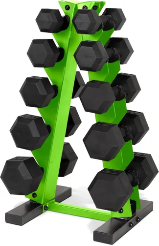 Vista 28 de CAP Barbell Juego de mancuernas hexagonales recubiertas de 150 libras con estante vertical Múltiples opciones