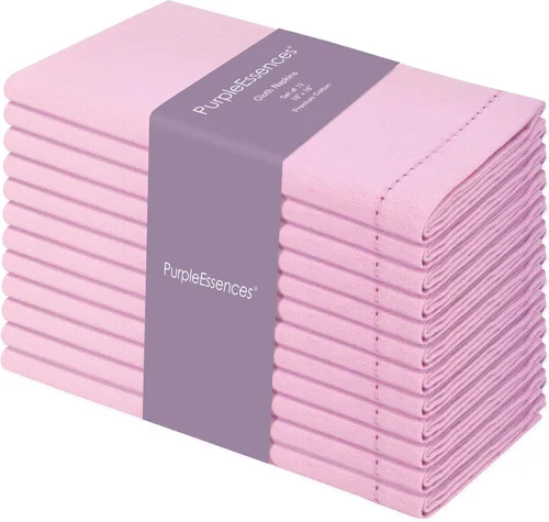 Vista 24 de PurpleEssences Juego de 6 servilletas de tela de vainica, 100% algodón, suaves, duraderas, lavables, ideales para bodas, Navidad, vacaciones